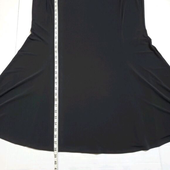 Susan Graver Liquid Knit Black Dress Size 1X Plus Banded Split Sleeve Womens - Picture 6 of 8